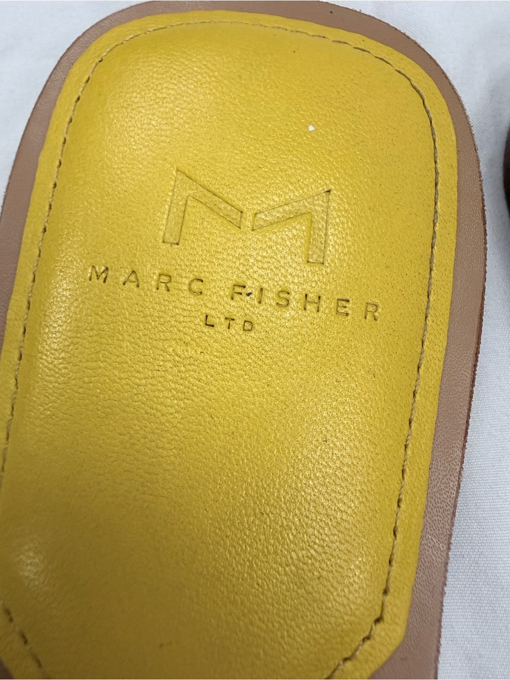 Marc Fisher Braided Slide Sandals in Yellow and Cream - Picture 2 of 3